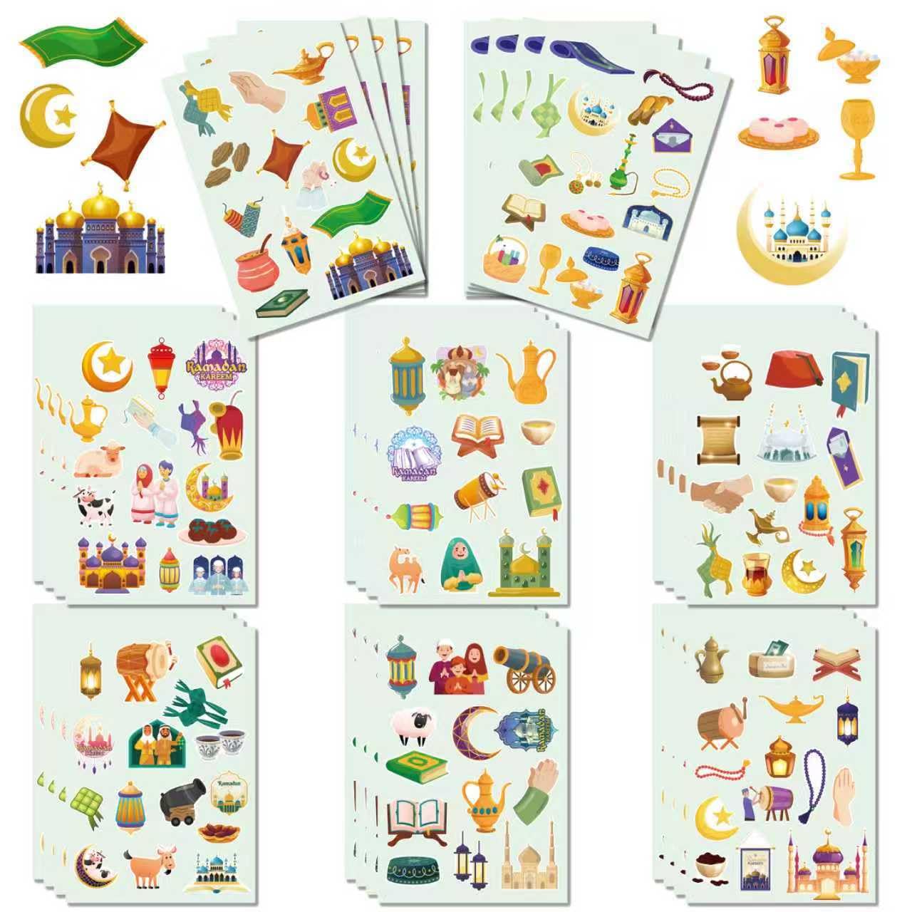 32Pcs Ramadan & Eid Stickers: Islamic Karrem Stickers for Kids, Gift Bags, Laptops, Skateboards, Water Bottles & Scrapbooks