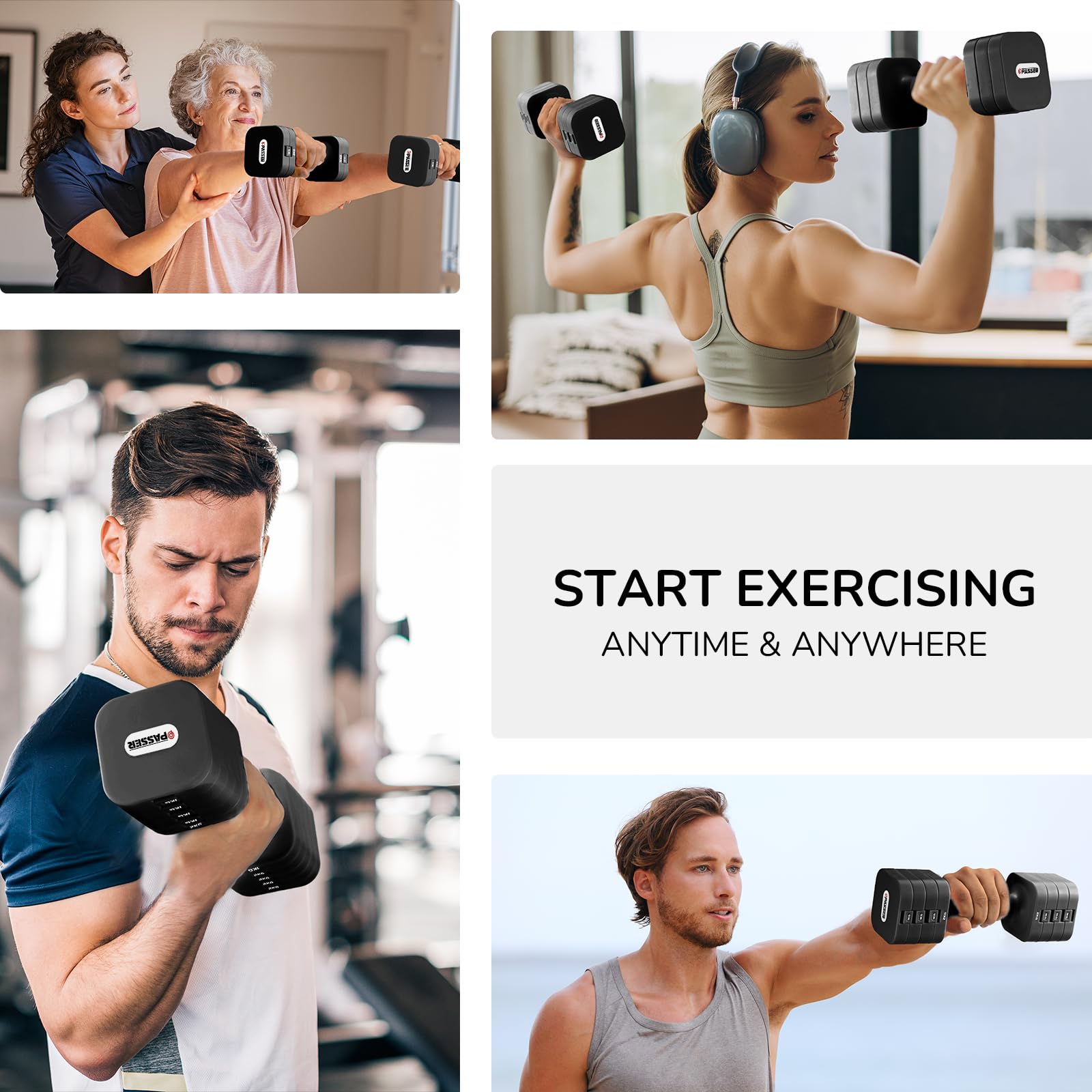 20KG Pesas y Mancuernas Ajustables 5 en 1, Par de 2 (Cada una Regulable a 2/4/6/8/10 kg), Pesas Ajustables para Mujeres y Hombres, Gym Dumbbell Set, Ideal para Entrenamiento Gimnasio en Casa