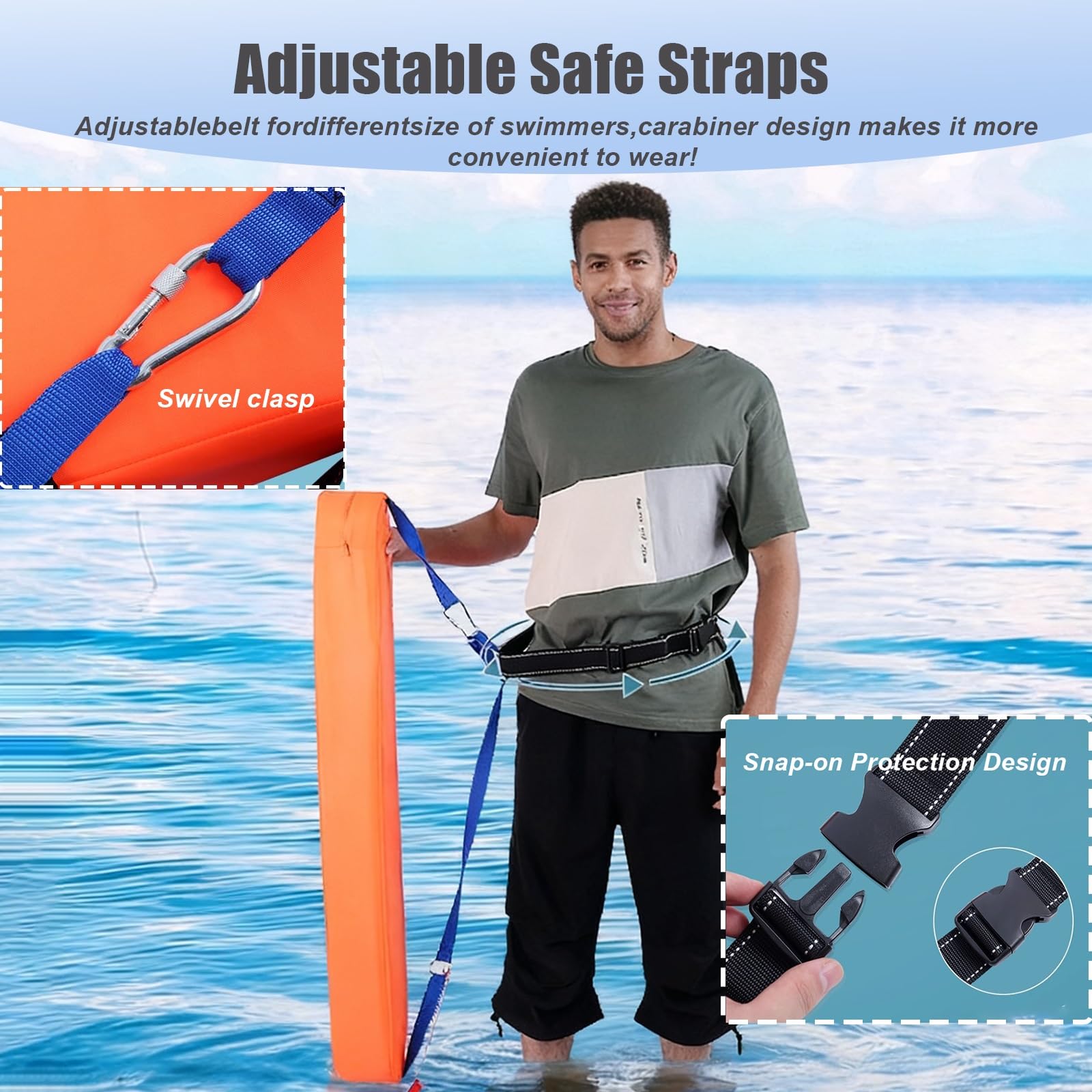Confezione da 2 tubi di salvataggio per bagnini per adulti, attrezzatura di sicurezza per piscina con fischietto, 122,9 x 15 cm, per salvataggio in acqua all'aperto