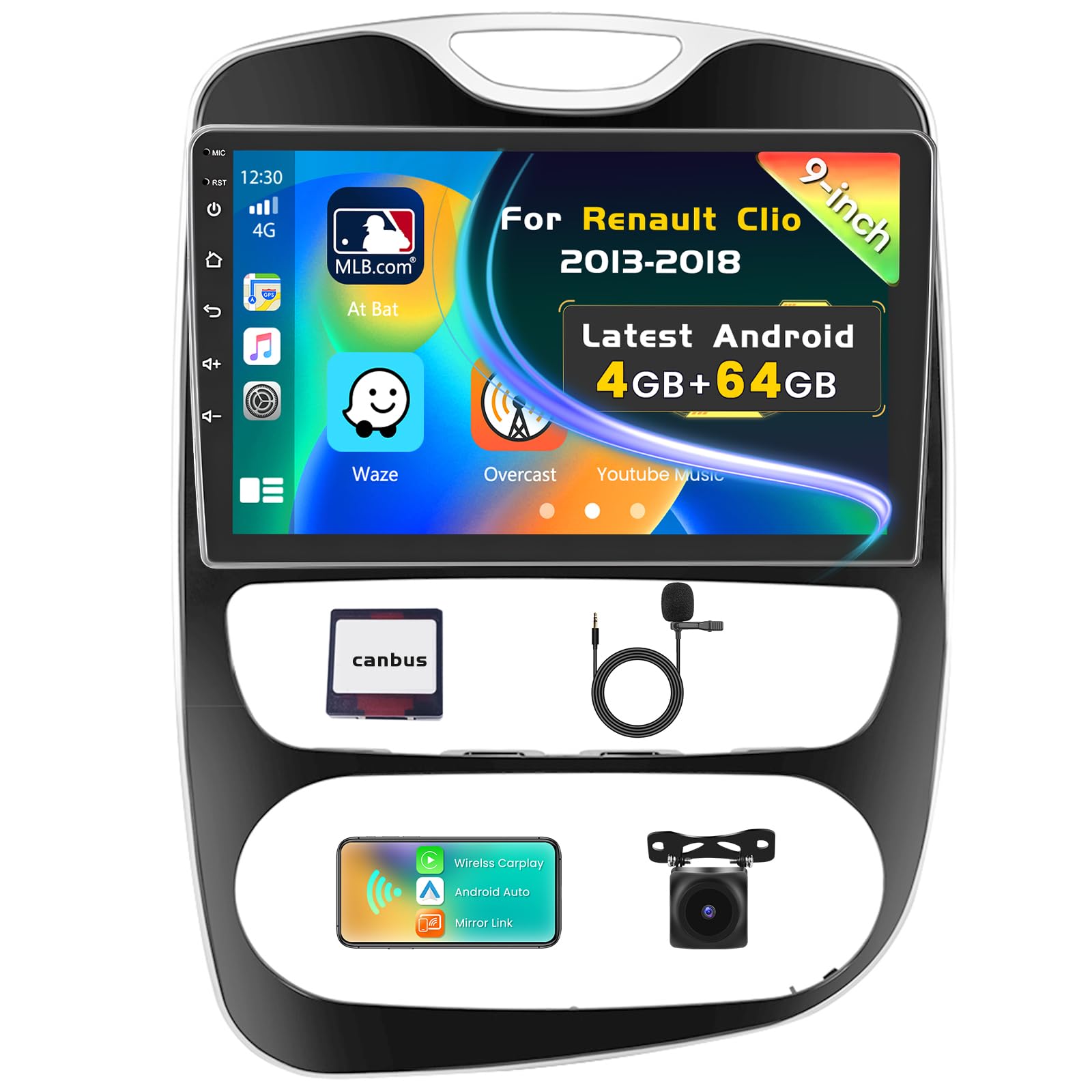 Inefala 4G+64G Autoradio Android 15 para Renault Clio 2013-2018