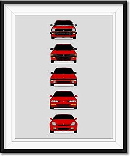 Honda Prelude Generations Inspired Poster Print Wall Art Handmade Decor of the History and Evolution of the Prelude (Unframed)