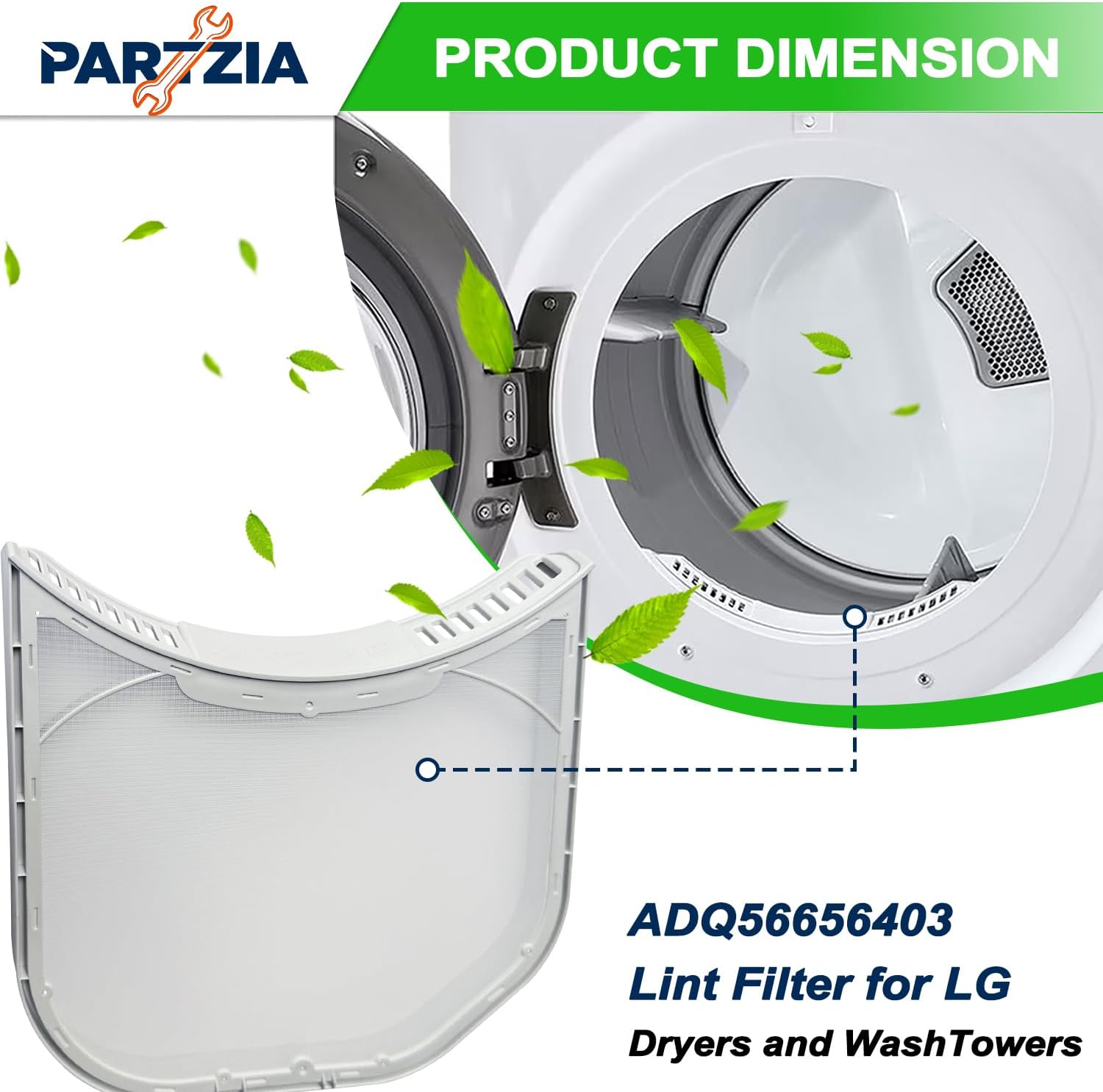 ADQ56656403 Dryer Lint Filter Replacement for LG Dryer & WashTowers, Durable Dryer Lint Screen Trap with Dryer Vent Lint Brush - Replaces ADQ56656403 AP4457244 1462822 AP7012980 PS16546780