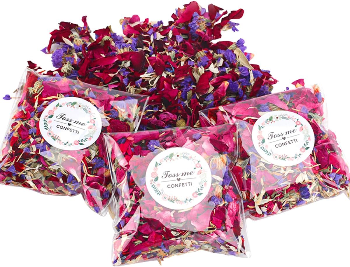 ECYC Ltd 40 Packs Dried Flower Petals Confetti, Natural Dried Rose Petals Dried Forget Me Not Petals Biodegradable Wedding Confetti Dried Flowers for Wedding Bridal Shower Party Decor or DIY Crafts