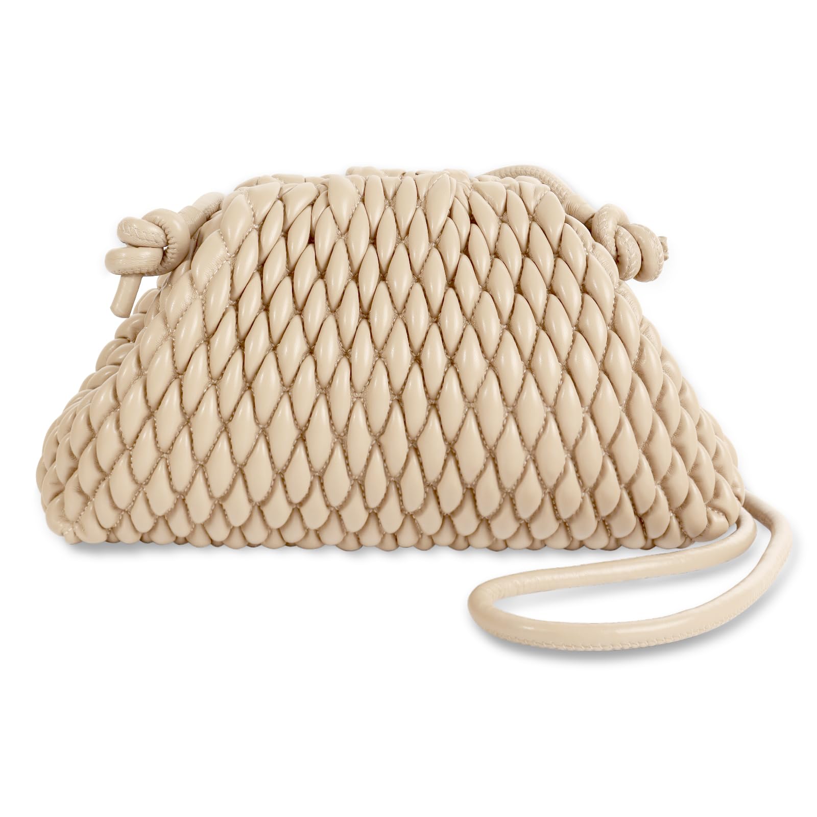 ELDA Quilted Clutch Handbag - Cloud Purse Fashion Ruched Leather Hobo Bag