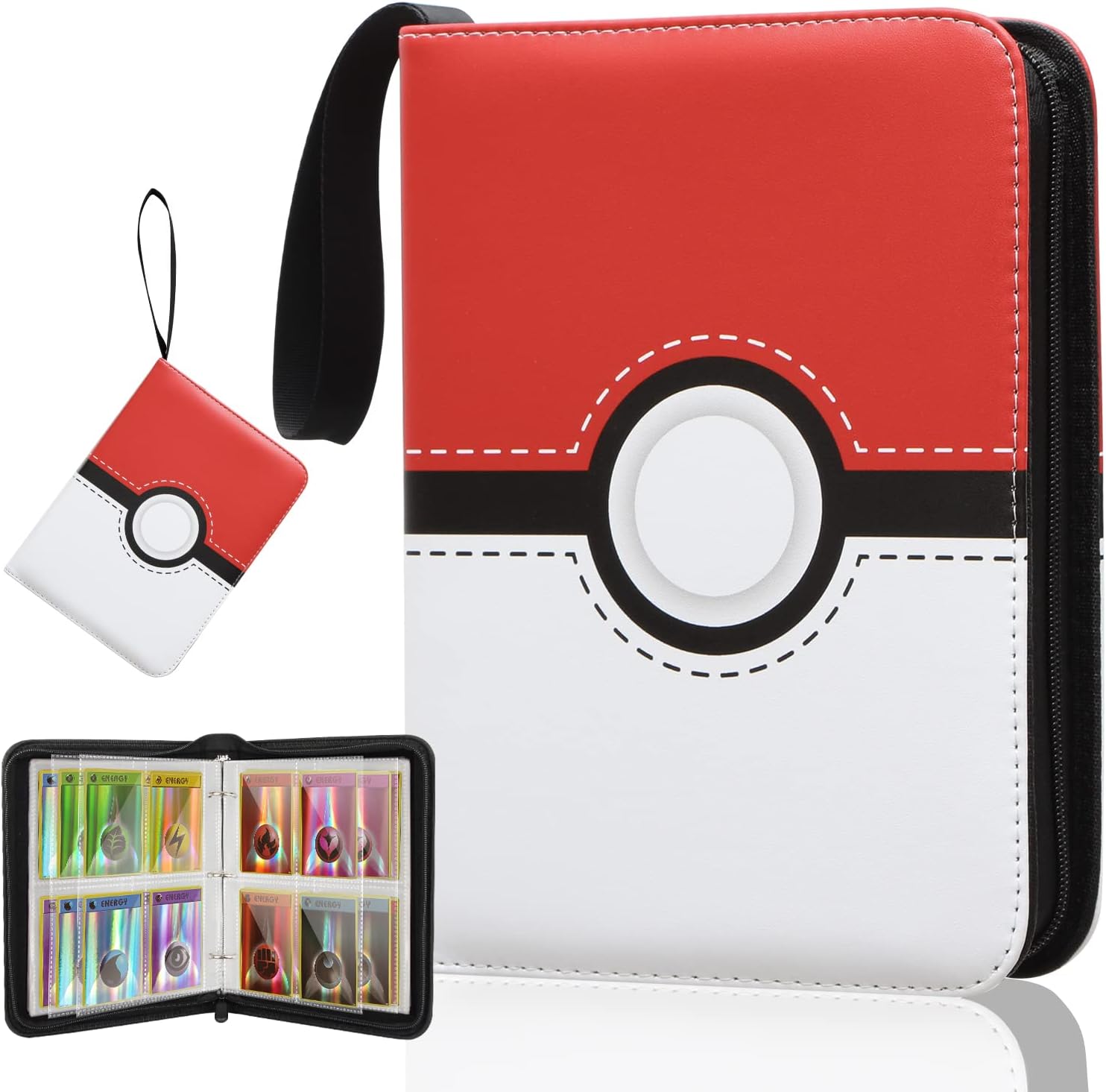 Poképal Trading Card Binder for PTCG Cards, 400 Cards Holder Books Case Folder Album with Sleeves - Gifts for Boys & Girl (Pokeball)