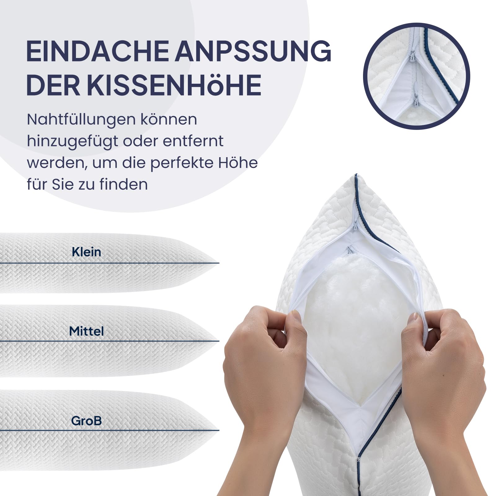 BedStory 80x80 Kopfkissen mit Verstellbarer Füllung | 1500g x2 Mikrofaser-Hotelkomfort | Oeko-TEX 100 Zertifiziert | Atmungsaktiv & maschinenwaschbar | Für Sofa+alle Schlafpositionen