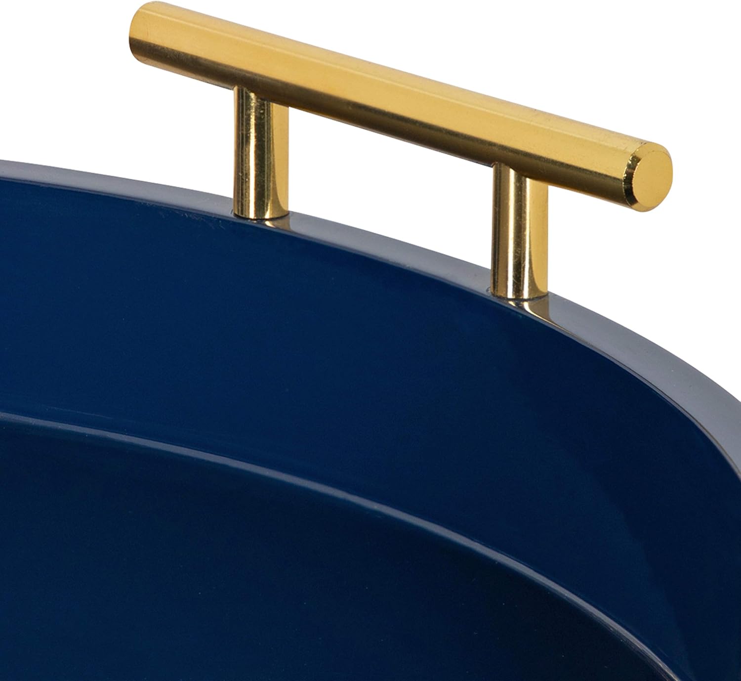 Kate and Laurel Lipton Modern Round Tray, 18" Diameter, Navy Blue and Gold, Decorative Accent Tray for Storage and Display