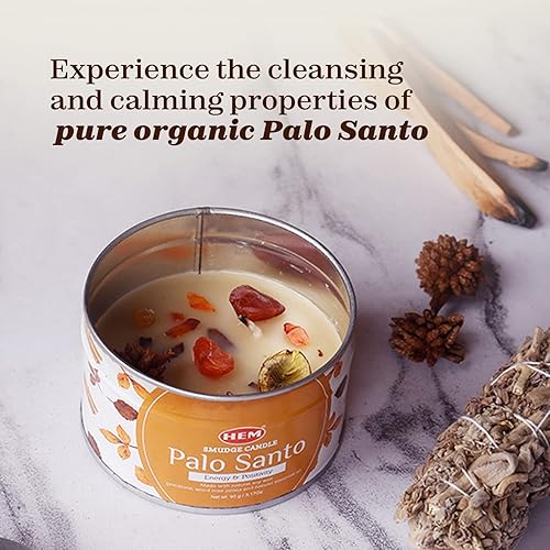 Miniatura 2 de Vela de Palo Santo con cristales, velas de soja natural de 9.5 onzas perfumadas, velas suaves de protección del aroma de madera de Palo Santo  Larga