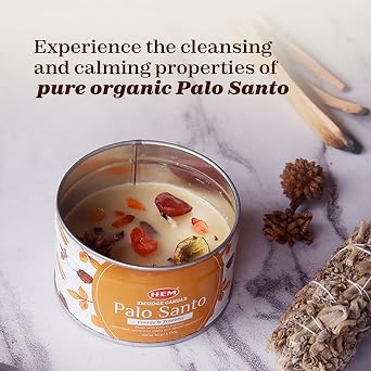 Palo Santo Candle with Crystals - 9.5 Oz Natural Soy Candles Scented | Soft Palo Santo Wood Aroma Protection Candles | Long Lasting 65 hrs Clean Burn, Aromatherapy Candle (Veladora de la Abundancia)