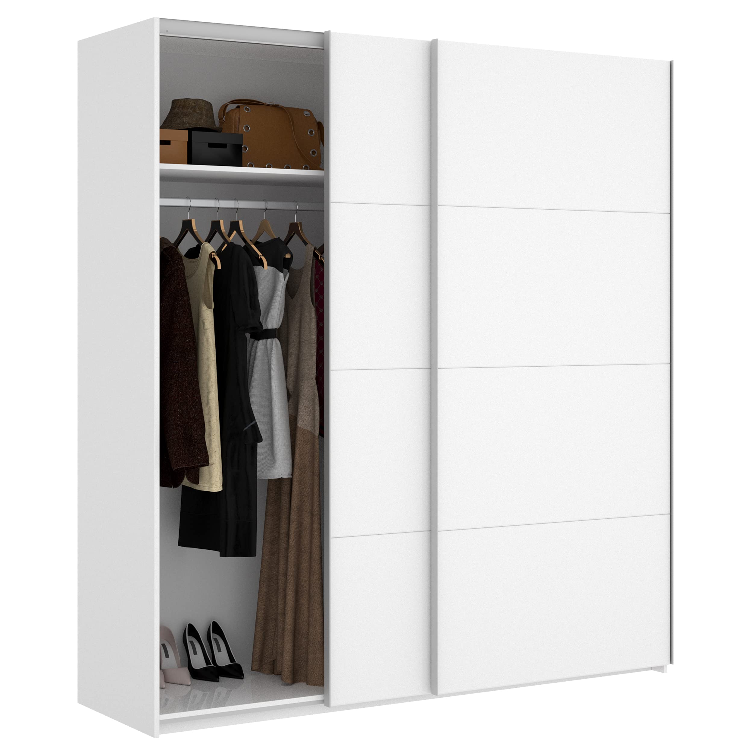 DEKIT GRUPO RIMOBEL SLIDE - Armario 2 Puertas correderas con perfiles de aluminio - Blanco - 180x204x65cm