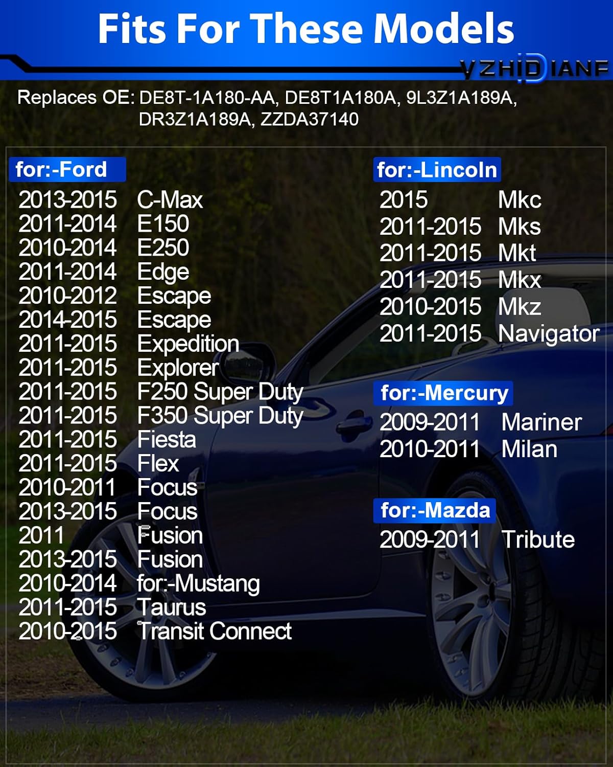 Tire Pressure Sensor 315Mhz Pre-Programed for:-Ford F150 2009-2014, Edge 2011-2014, Explorer 2011-2015 for:-Mustang Fusion F250 F350 for:-Lincoln MKZ TPMS Sensor OE# DE8T-1A180-AA (Set of 4)