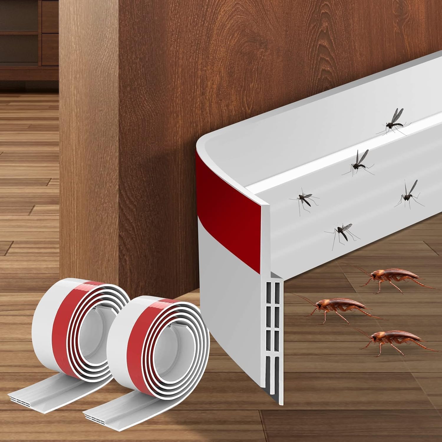 2 Pack Door Draft Stopper Excluder for Doors, Self Adhesive Rubber Bottom Seal Door,Door Strip Soundproof Weather Stripping Proof Doors 2" W x 39" L White.-image-17