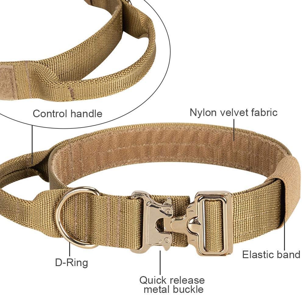 Tactical Dog Leash for Quick Release Nylon Adjustable Tactical Dog Collar with Metal Buckle and Control Handle