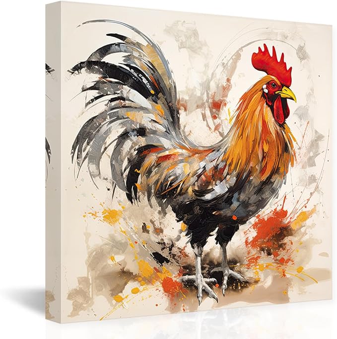 Amazon.com: DOARTDO Farm Rooster Canvas Wall Art Farmhouse Animal Wall ...
