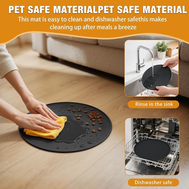 Foto 4 de 7 de LDYOEN 2 Piezas Alfombras para Comederos Perros y Gatos, Alfombrilla para Comedero Impermeable