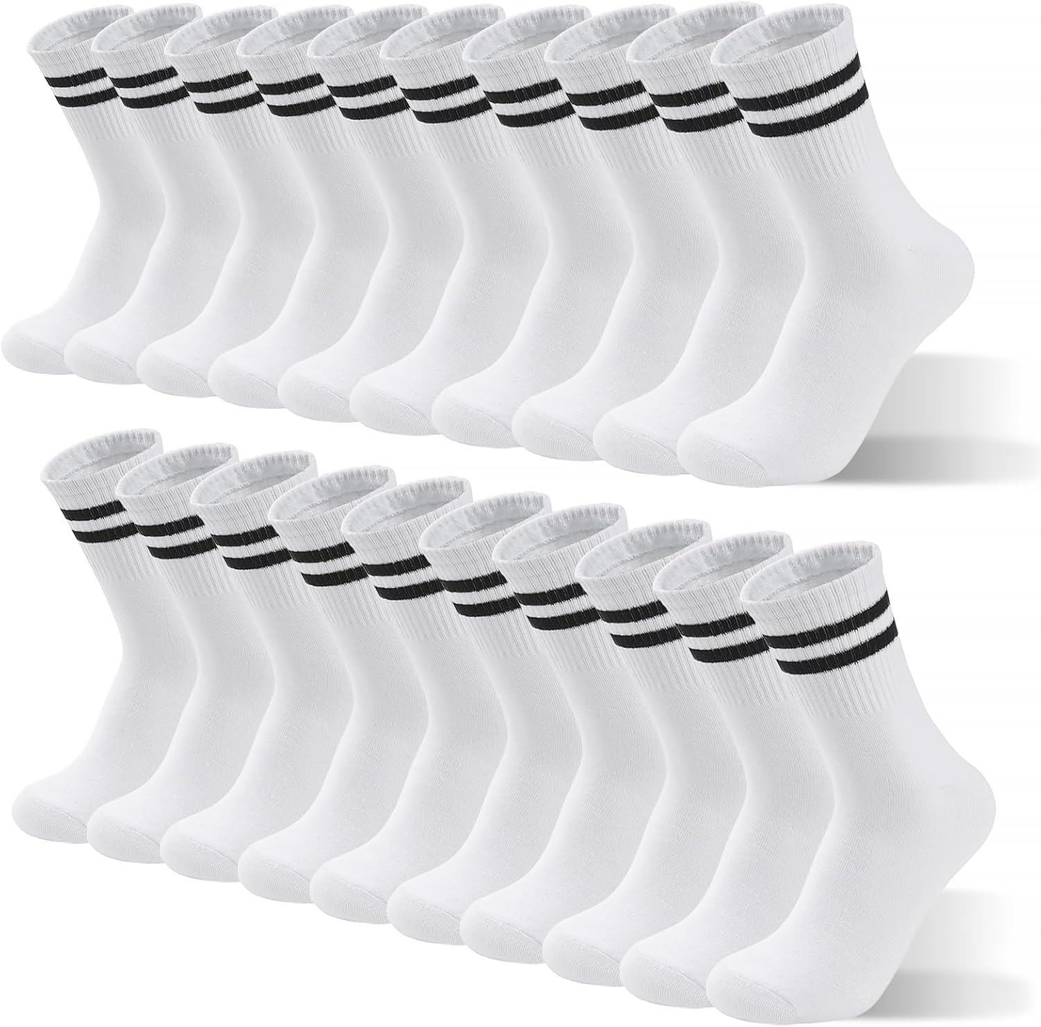 HOERCKC 10 Pairs Vintage Striped Thin Cotton Crew Athletic Socks Sports Gym Running Hiking Calf Socks for Women