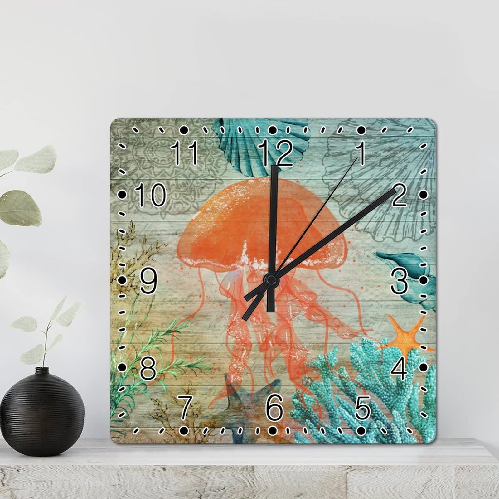 Grande horloge murale pieuvre pour salon et chambre océanique