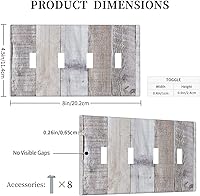Vista 15 de Placa de pared dúplex de receptáculo de dispositivo de 1 gang de madera envejecida blanca gris con veta de tablón, cubierta de enchufe eléctrico