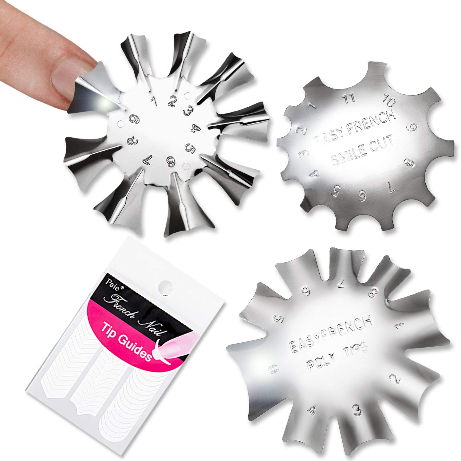 Kit de Manicura 3 Piezas Cortador de Uñas Francés con Plantilla
