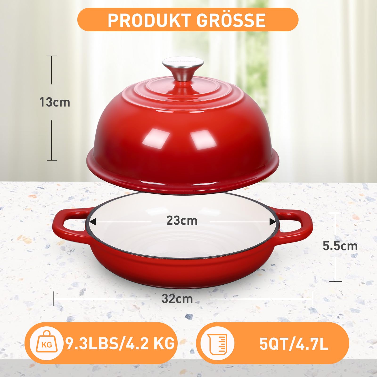 Gusseisen Topf Emaille Brot backen 4,7L Dutch Oven für Sauerteig Brot