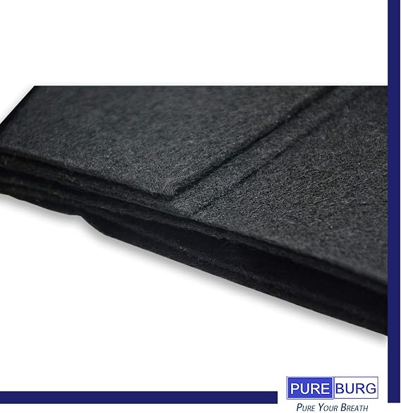 PUREBURG 16x48 Cut-to-Fit Carbon Filter Sheet - Universal Charcoal Air Filter Roll for Range Hoods, Furnace, Air Purifiers, Dehumidifiers - High-Efficiency Household Odor & VOC Eliminator, Pack of 1