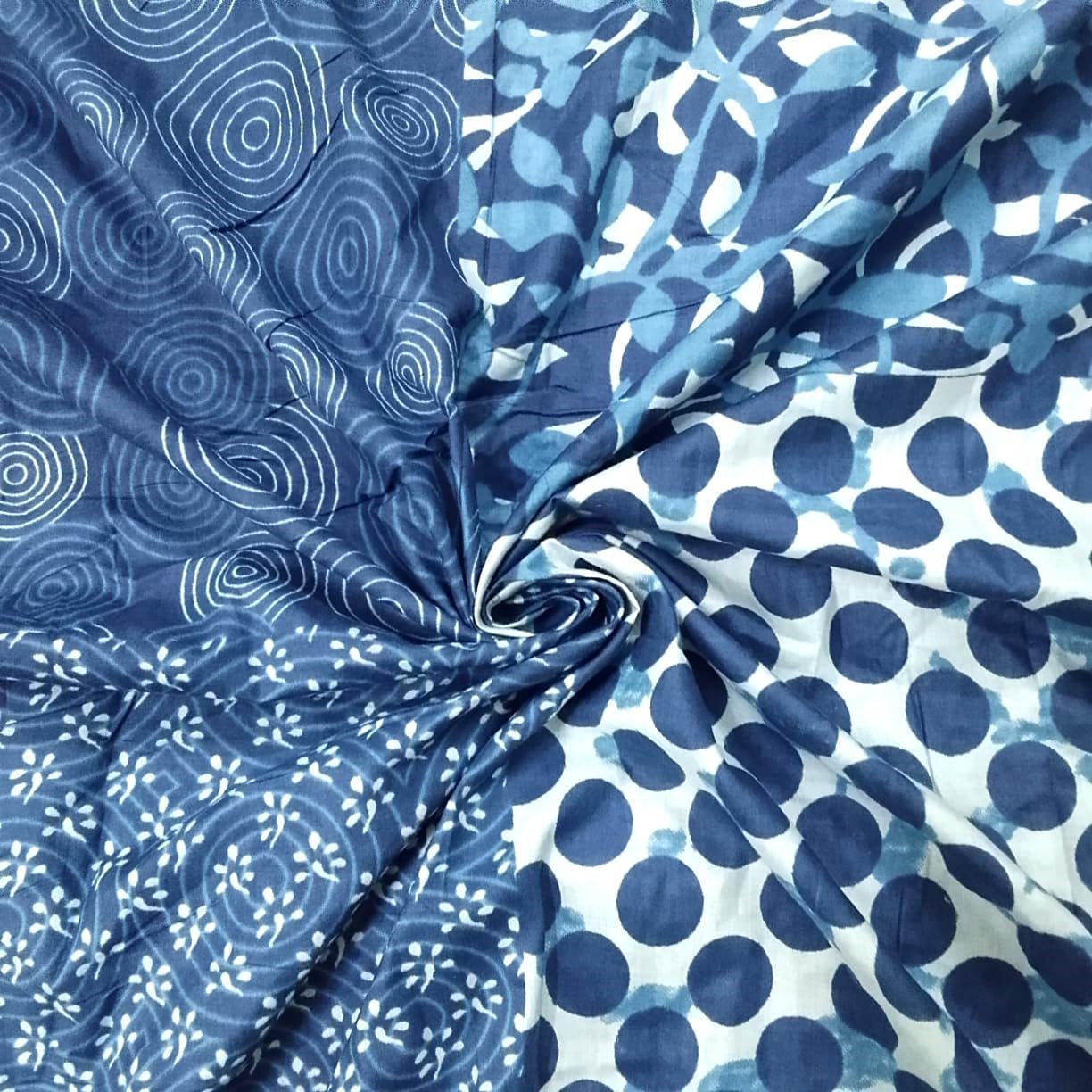 COTSILER Hand Block Print Fabric PRECUT 42 Inch Width100% Cotton Material Light Weight Cloth for Making Summer Dress Tops Indian Fabric for Crafting, Quilting Patchwork (Color 9, 3 Yard Precut)