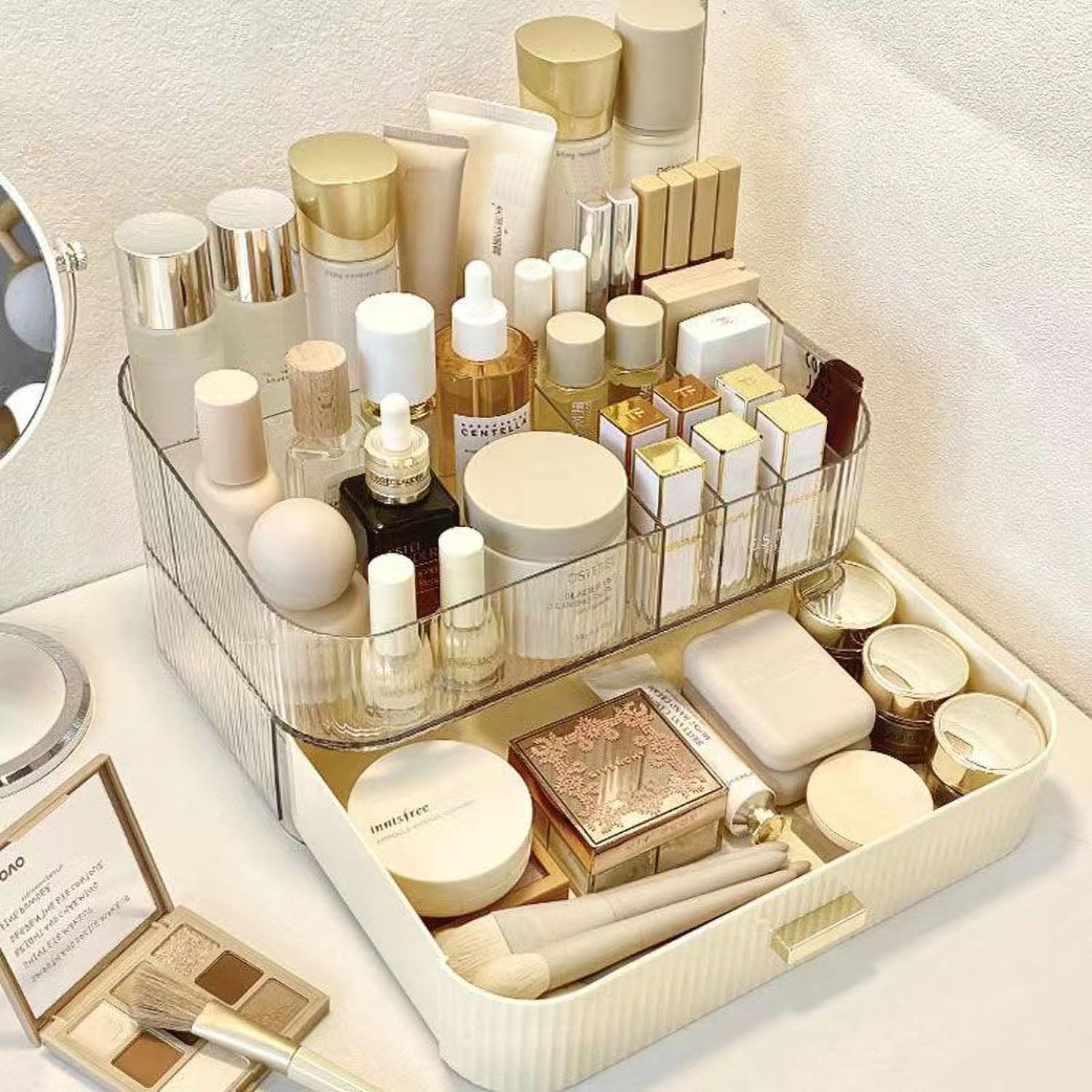 Organizer per trucchi con cassetti impilabili, organizer da bagno e contenitore, ideale per scrivania e comò, ideale per cosmetici, cura della pelle, rossetti, cura delle unghie, crema