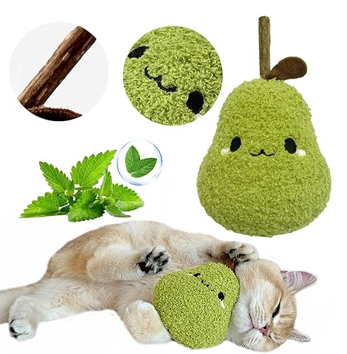 Petelligent Durable and Interactive Catnip Toy Teething Silvervine Stick Cat Toy: Chewing Stick, Grinding Teeth Rod, and Chewable Cat Doll for Your Pet's Entertainment (Pear Green) - Pear Green