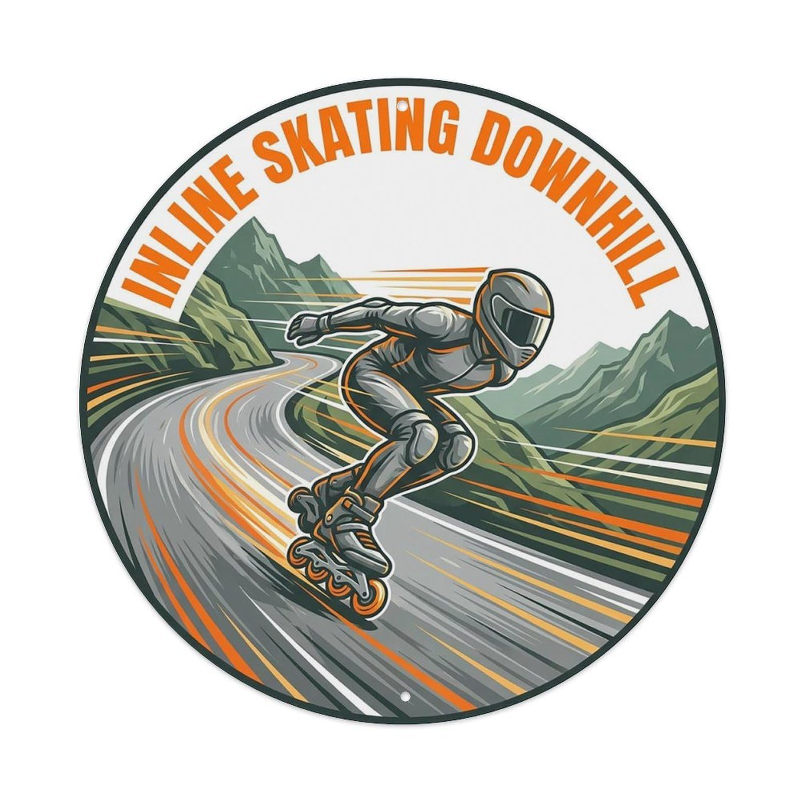 Vintage Inline Skating Downhill Extreme Sports Vintage Metal Tin Sign Plaque Wall Decor for Cafe, Club Bar, Office, Garden Metal Poster 8x8Inch