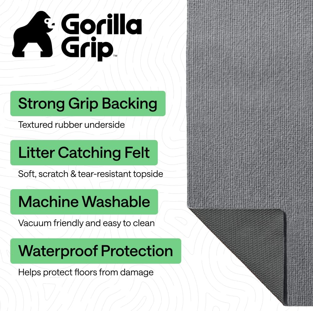 GORILLA GRIP Felt Cat Litter Mat, 24x17, Gray and Dog Crate Cover, 36in, Gray Bundle image 3