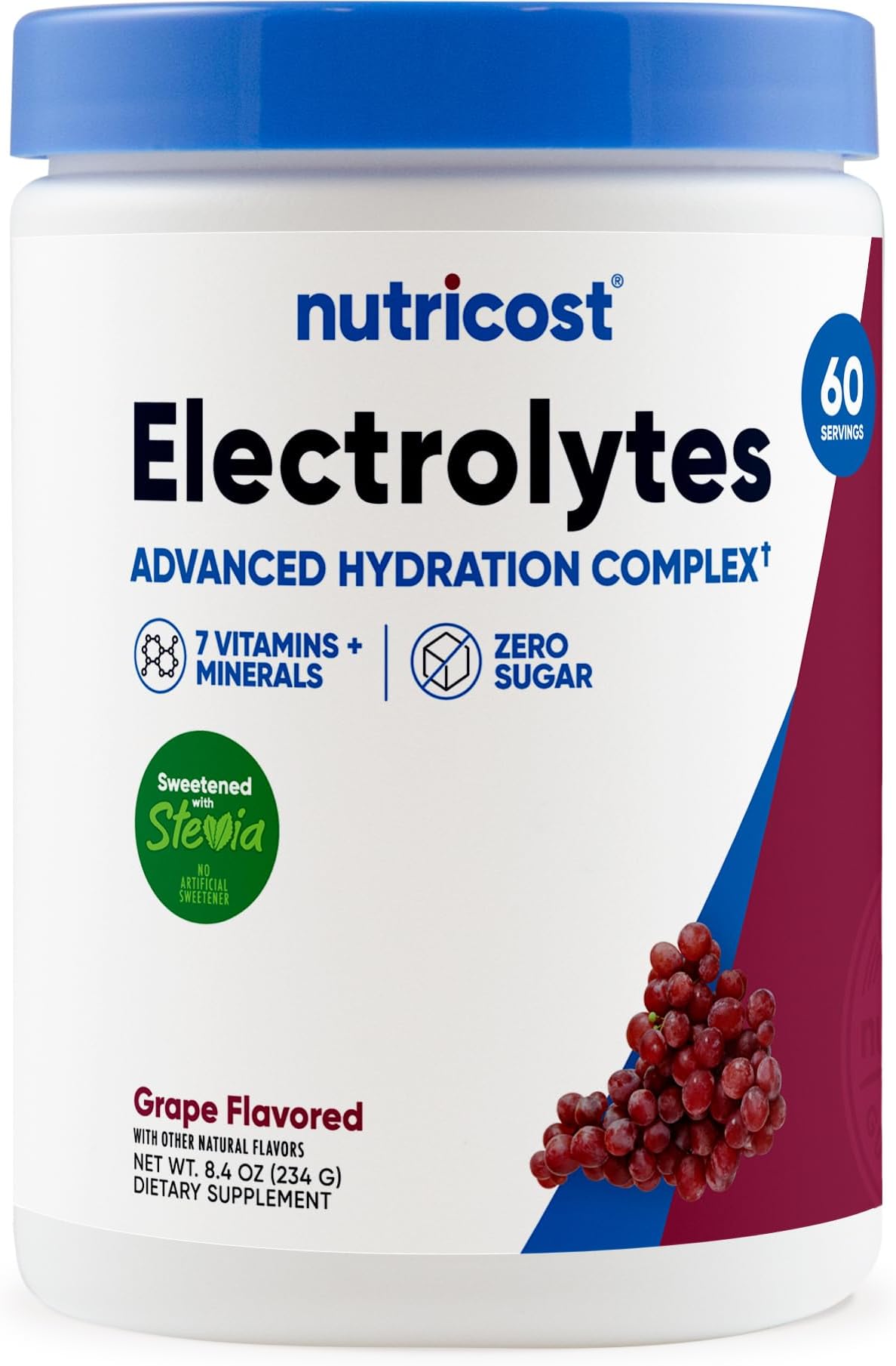 Electrolyte Complex Powder (60 Servings, Grape) - Hydration Supplement Drink Mix with Vitamins and Minerals
