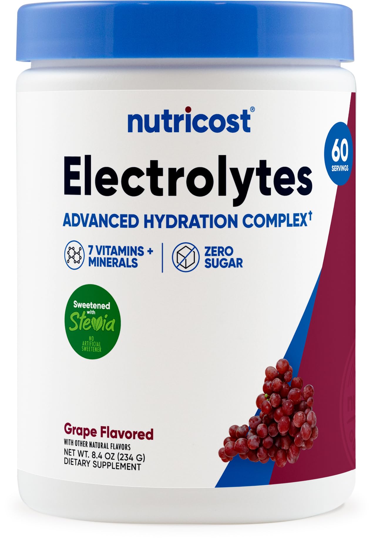 NutricostElectrolyte Complex Powder (60 Servings, Grape) - Hydration Supplement Drink Mix with Vitamins and Minerals