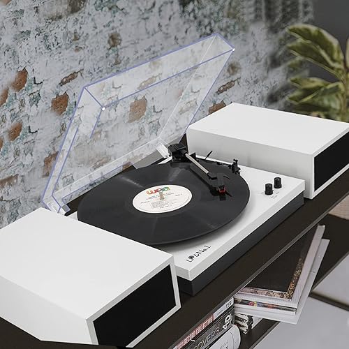 Miniatura 7 de LP&No.1 - Paquete de tocadiscos moderno con altavoces estéreo de estantería de doble potencia, preamplificador phono incorporado, transmisión por