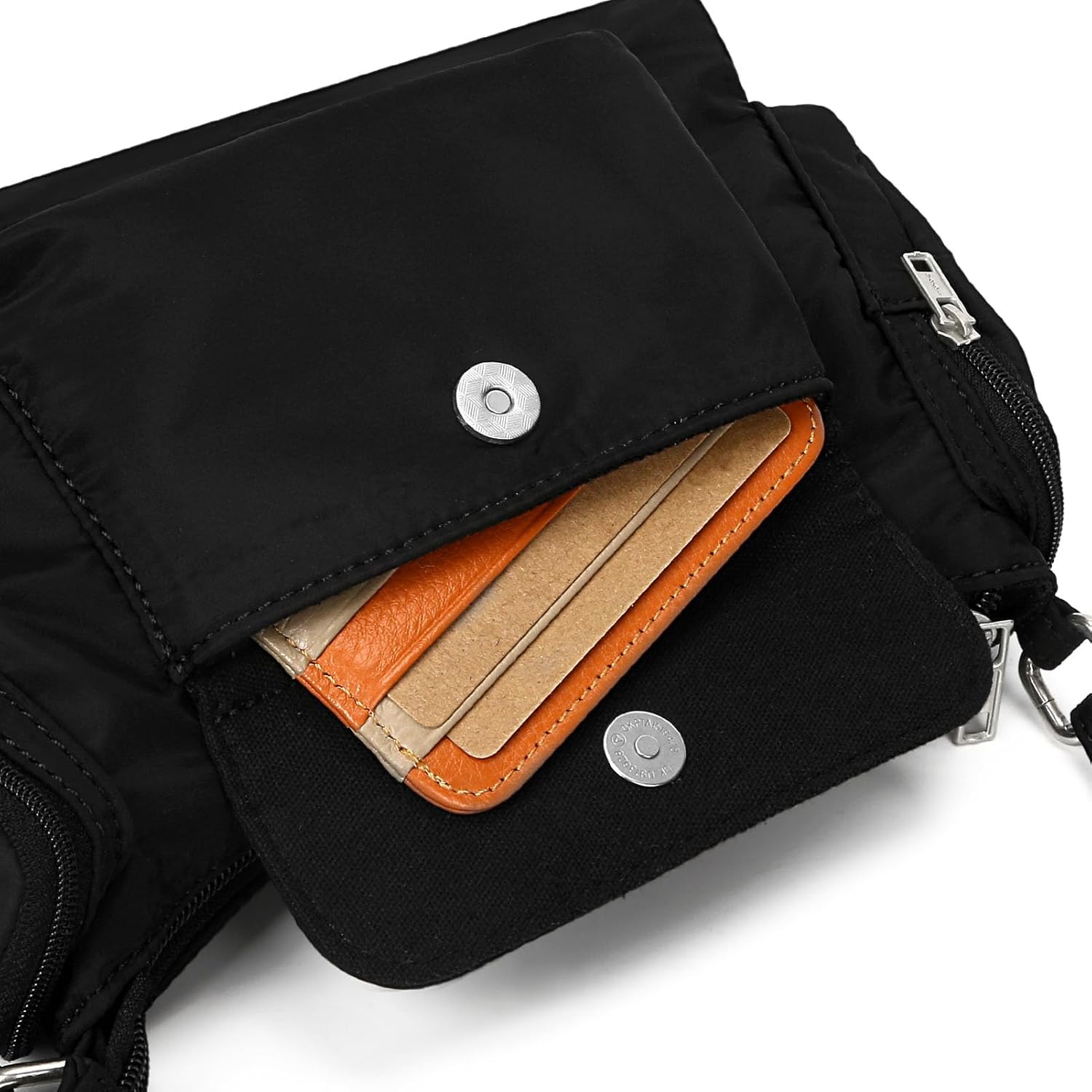 Black Shoudler Bag Nylon Brandy Shoulder Purse Multi-pocket Hobo Handbag for Women - Image 4