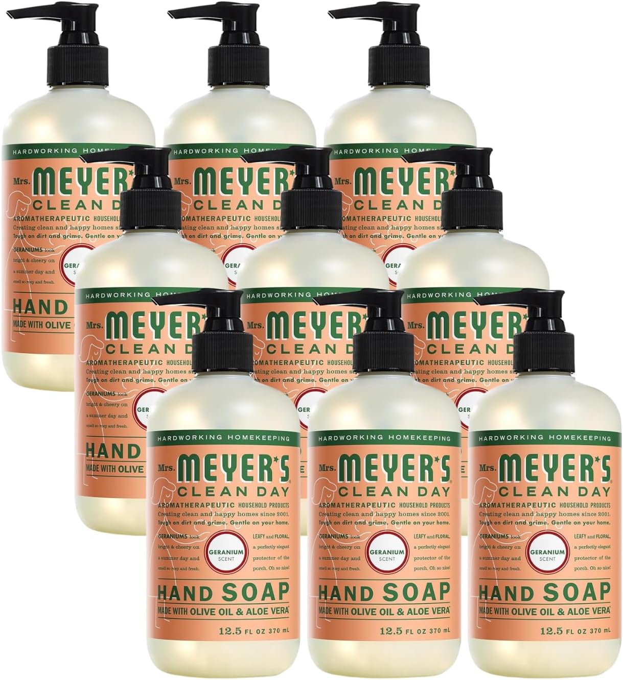 Mrs. Meyer’s Clean Day Geranium Liquid Hand Soap, 12.5 fl oz (pack of 9)