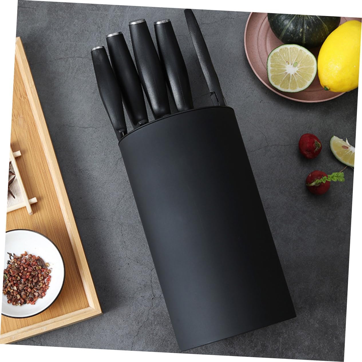 Zerodeko Black Plastic Kitchen Knife Holder Rack Multi Functional Cutter Storage Stand for Organized Kitchen Material Practical Tool Organizer Compact Design for Easy Storage and Clean