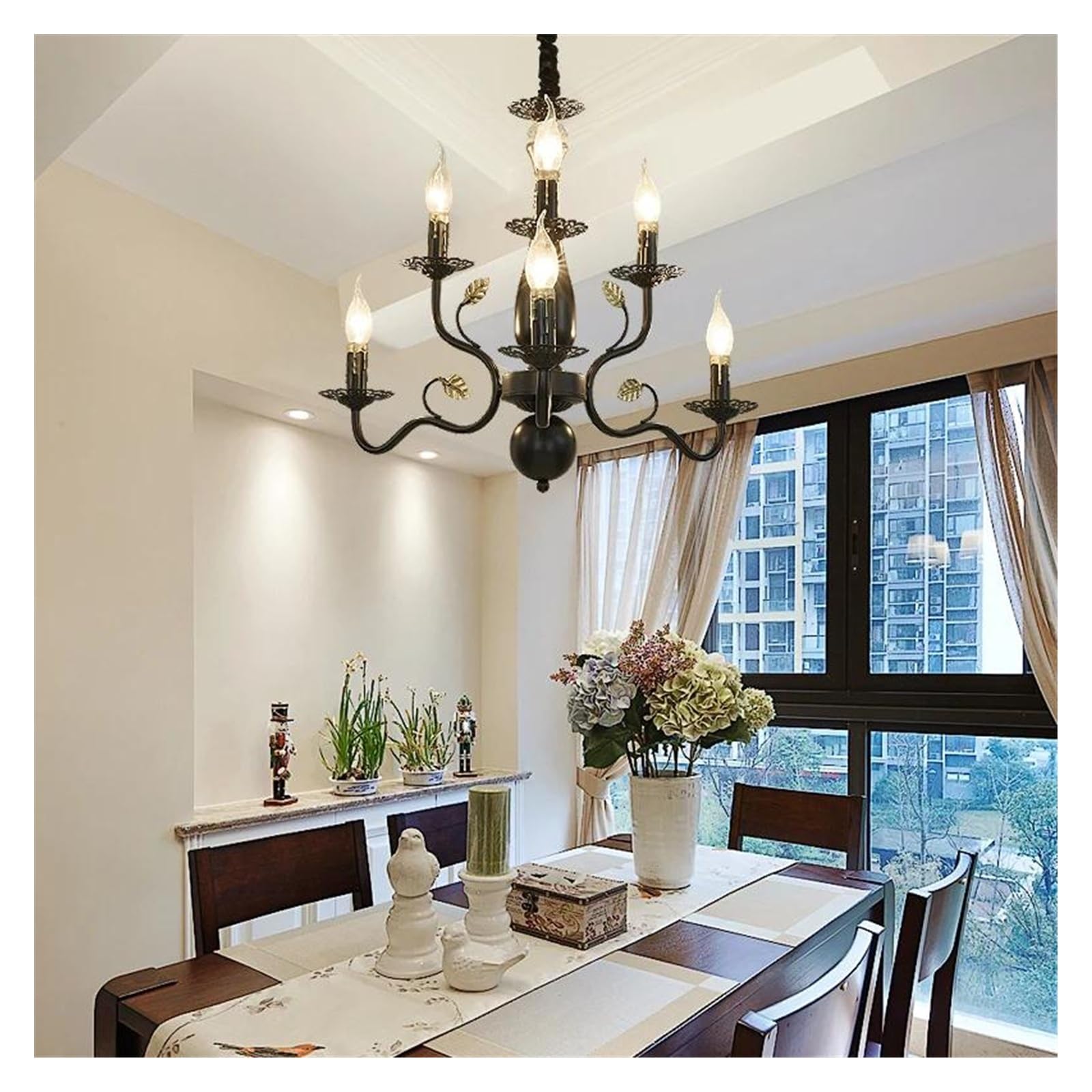 Lampes suspendues et lustre de salon rétro en fer forgé pour chambre et séjour