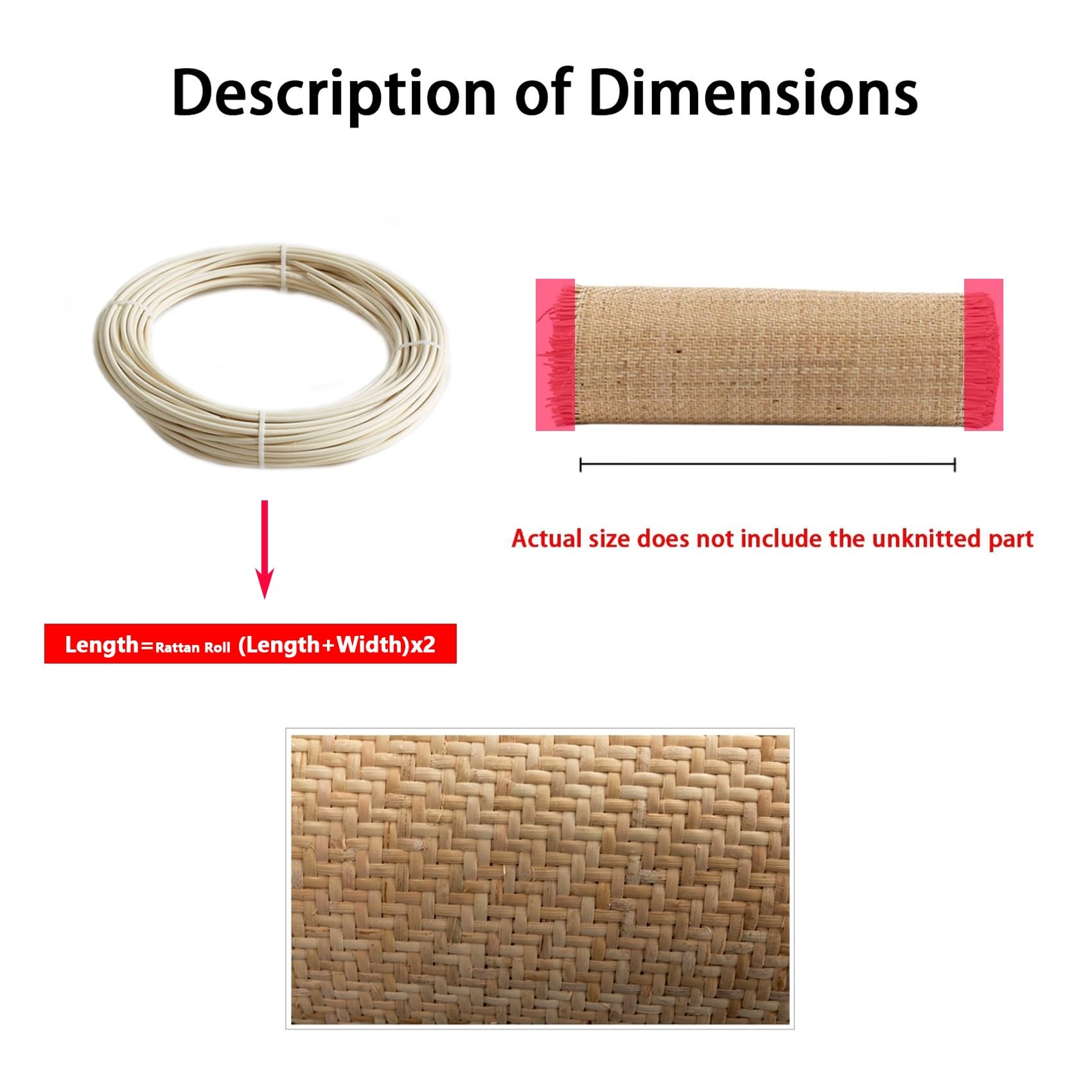 Natural Rollo de Ratan por Metros, 80cm de Ancho Rejilla Rollo Mimbre para Muebles, Correas de Tela Ratán, Cinta de Caña Tejida para Silla Cesta Bricolaje(35x500cm)
