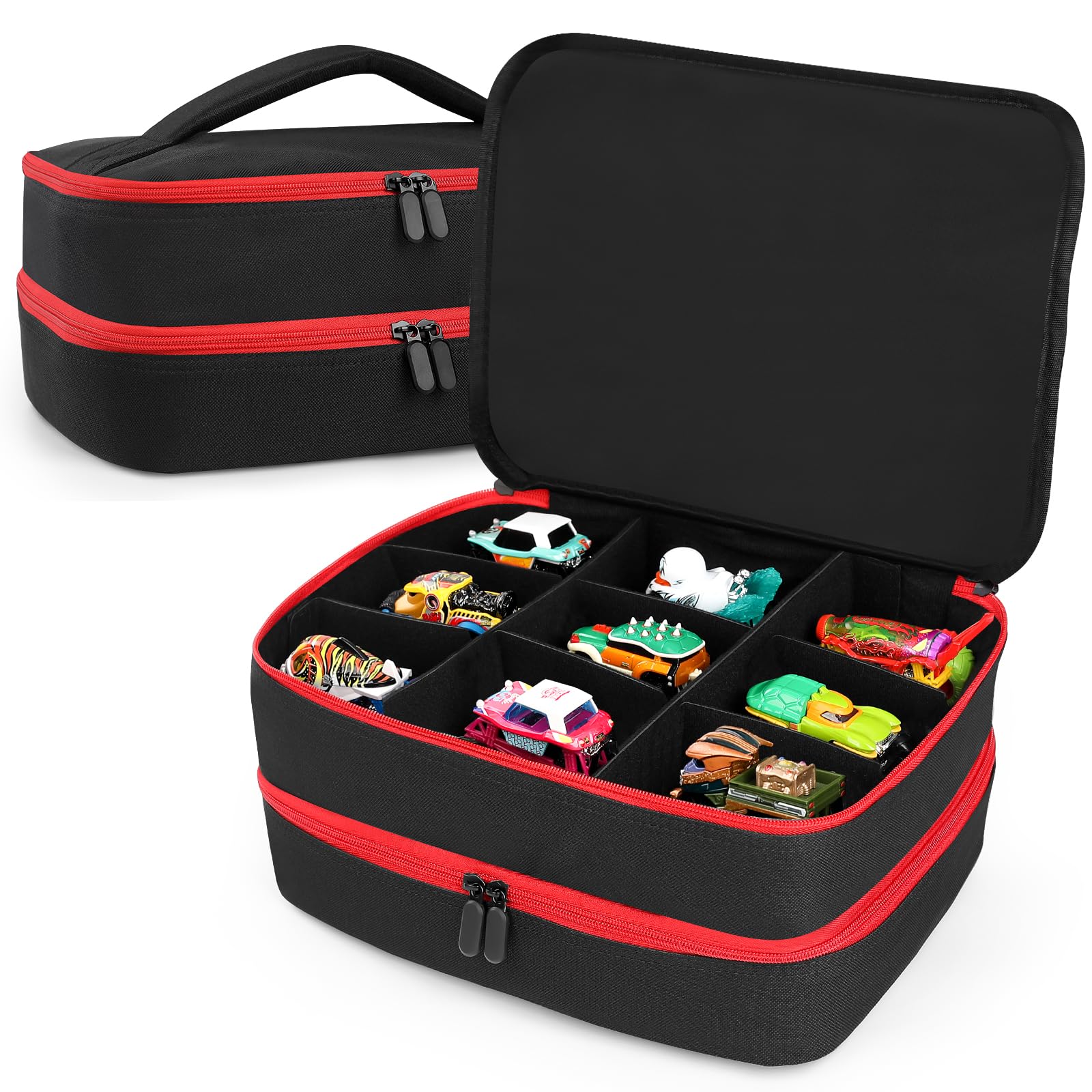 Madcat Carrying Case Compatible with 18 Monster Jam Trucks, Portable 1:64 Scale Monster Truck Bag Holding 18 Toy Cars, Bag Only (Black)