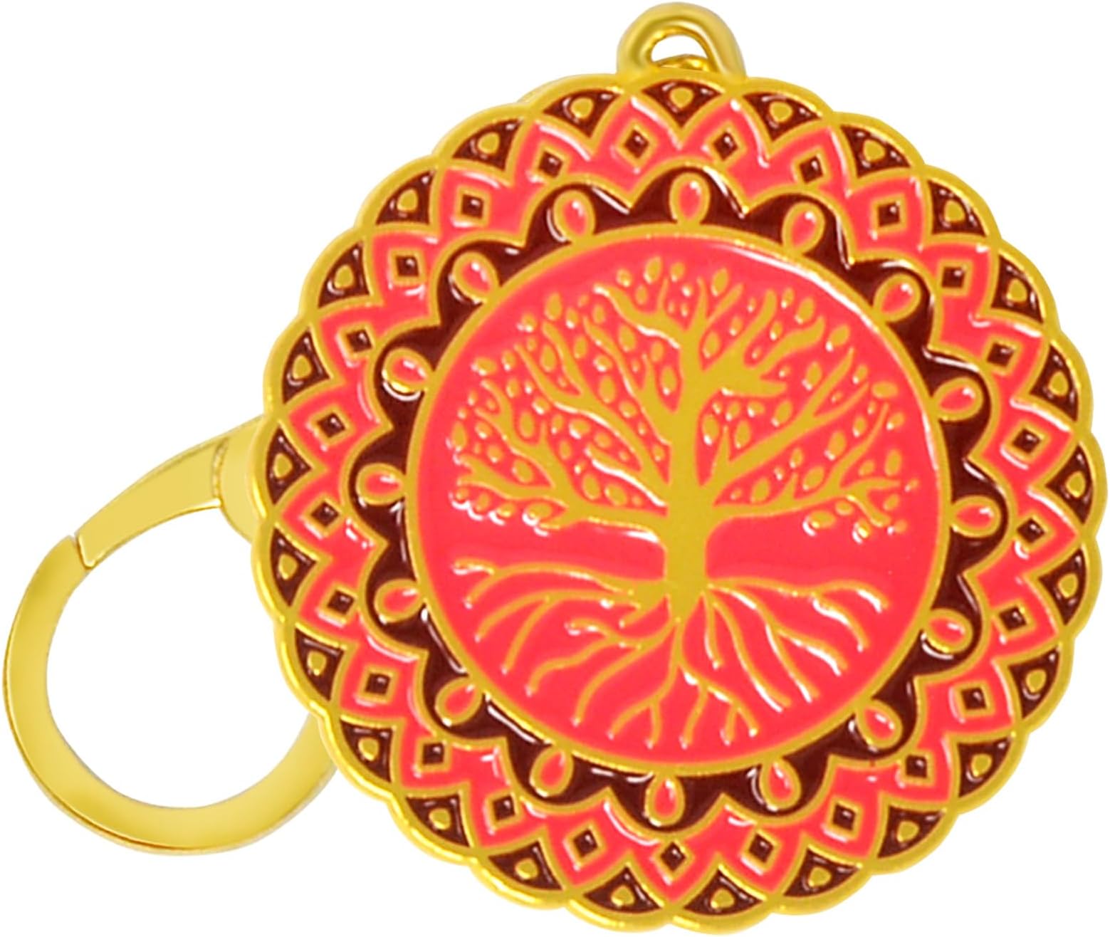 Juanxian Feng Shui 2024 Rose Red Life Tree Round Card Buckle Tree of Life Keychain To Boost Reducing Energy w5477