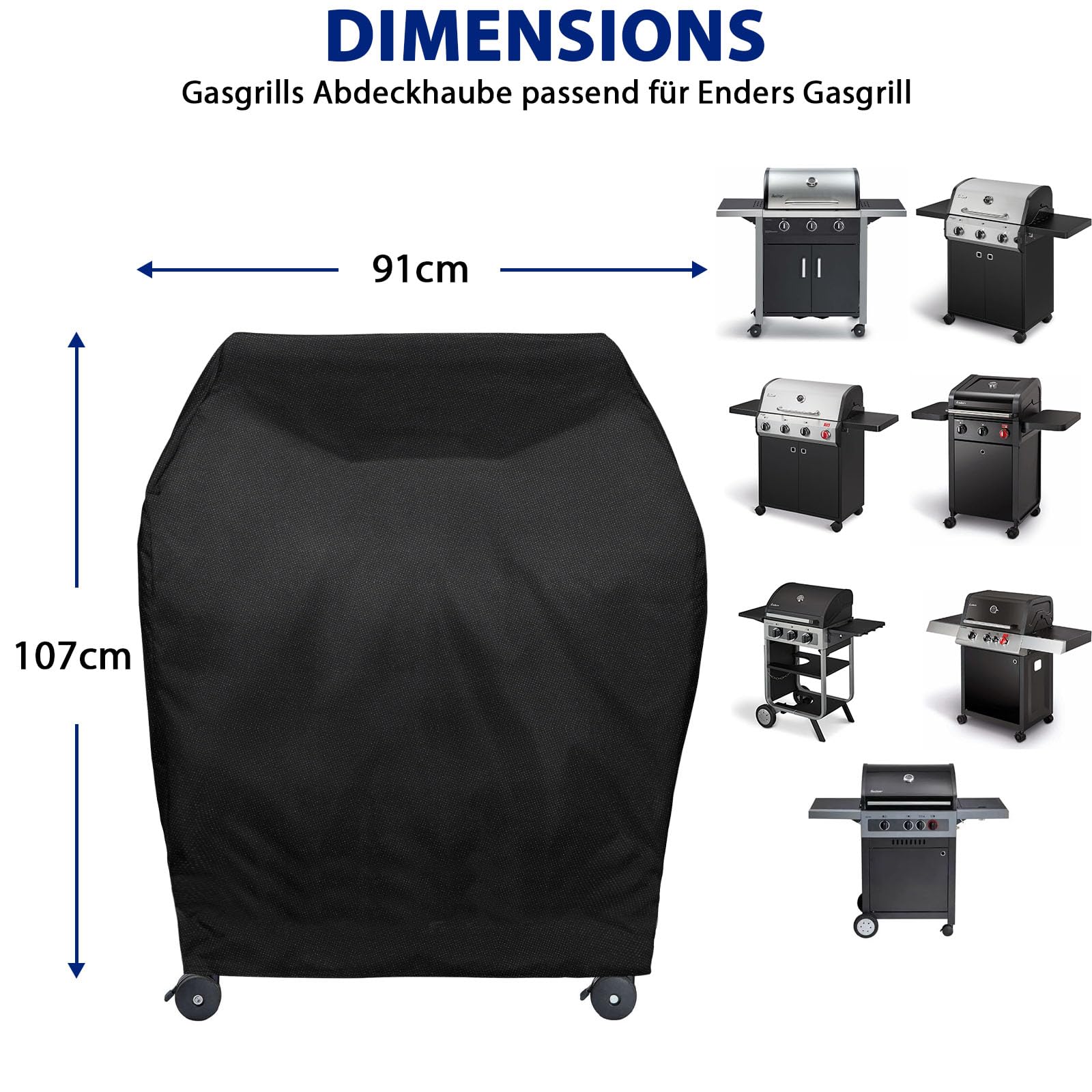Coperture per barbecue a gas Enders Chicago 3R Turbo, Chicago 3, Weber Spirit 200 Series, Nexgrill Deluxe 2-Burner (91L x 53W x 107H cm)
