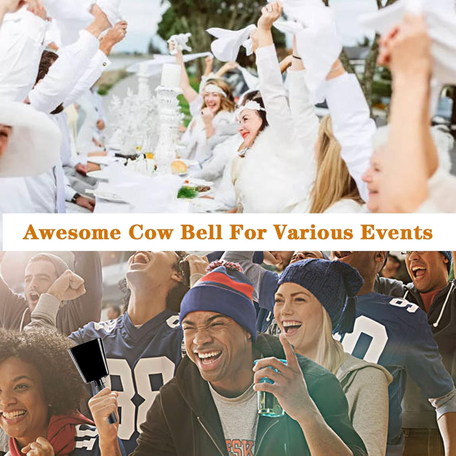 Steel Cow Bell with Handle Cowbells,Cheering Bell and Loud Noise Makers Hand Bells for Sporting Events,Football Games,School Bell,Farm Hand Chimes Percussion Musical Instruments (8 inch Black) : Musical Instruments