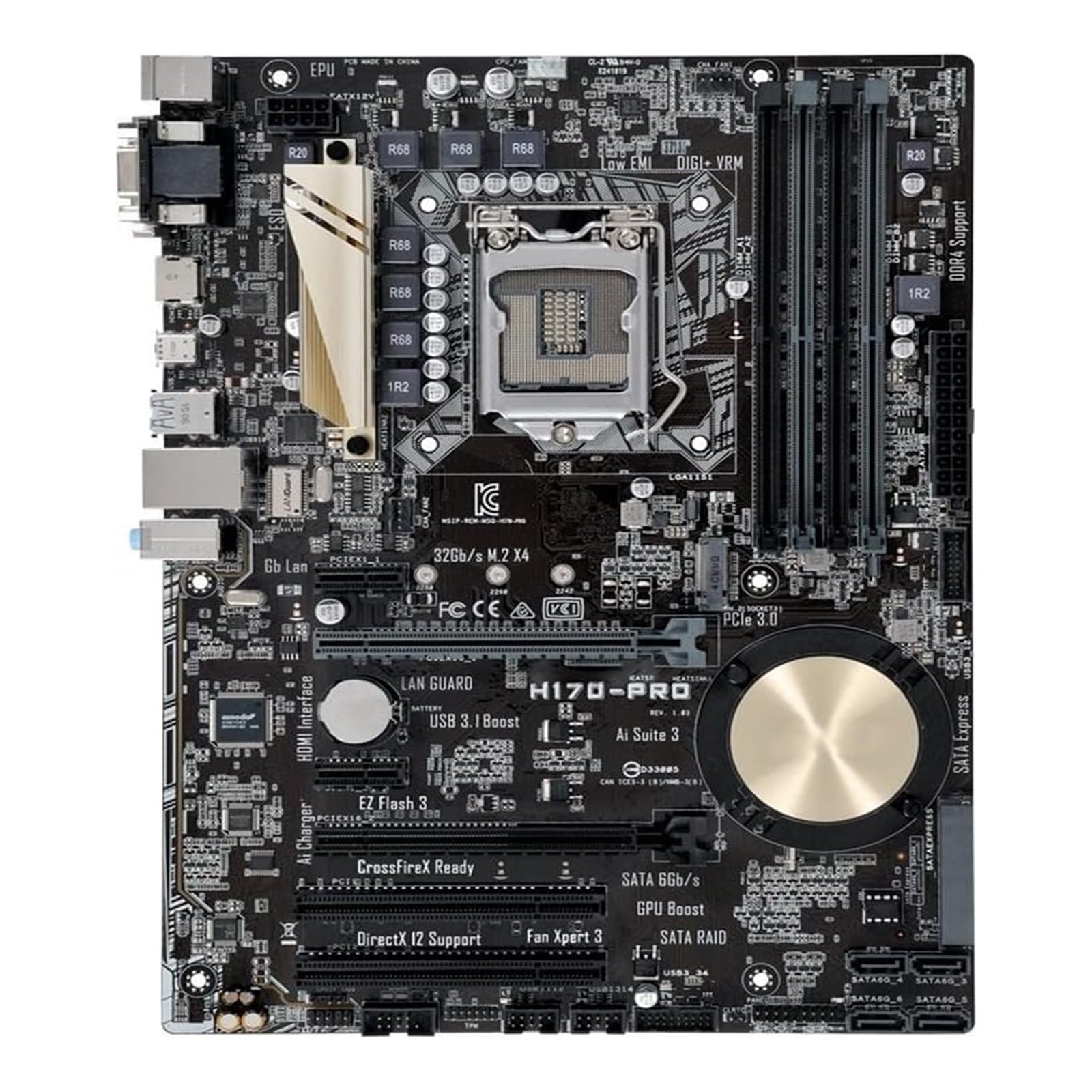 Motherboard Fit for ASUS H170-PRO Motherboard + I5-6500 CPU Kit