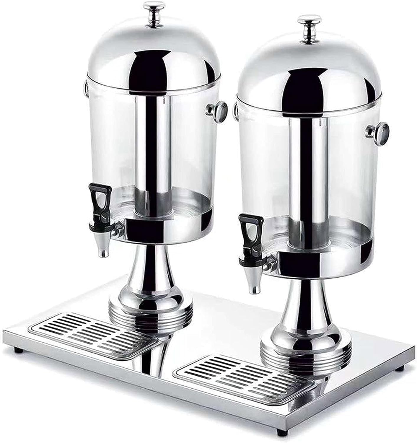 BTZHY Drink Dispenser, Stainless Steel Juice Dispenser, Cold/Warm Drink Machine with Drain Pan, 8/16/24L Self-Service Beverage Machine, for Breakfast (Silver 16L)