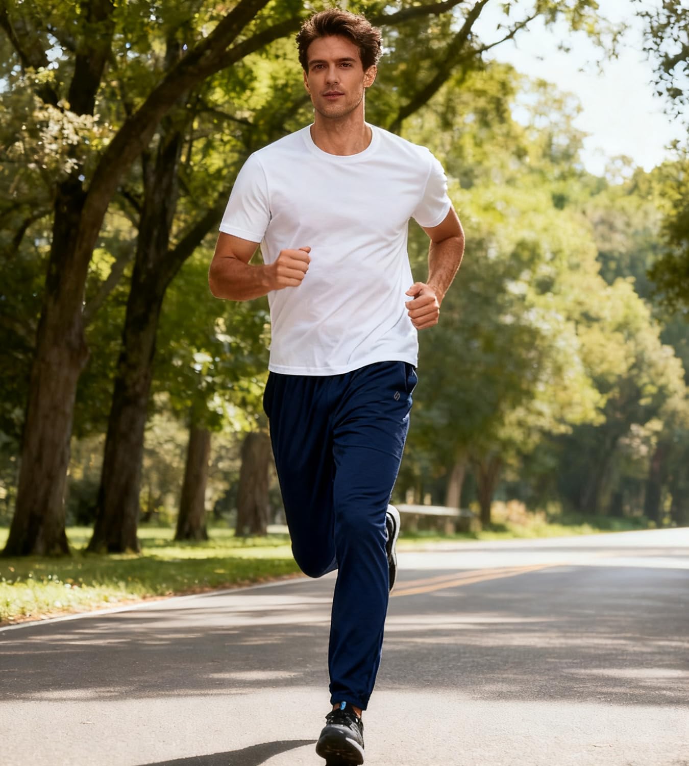 HOdo Pantalones deportivos para hombre de 86 cm y 91 cm de largo con bolsillos con cremallera