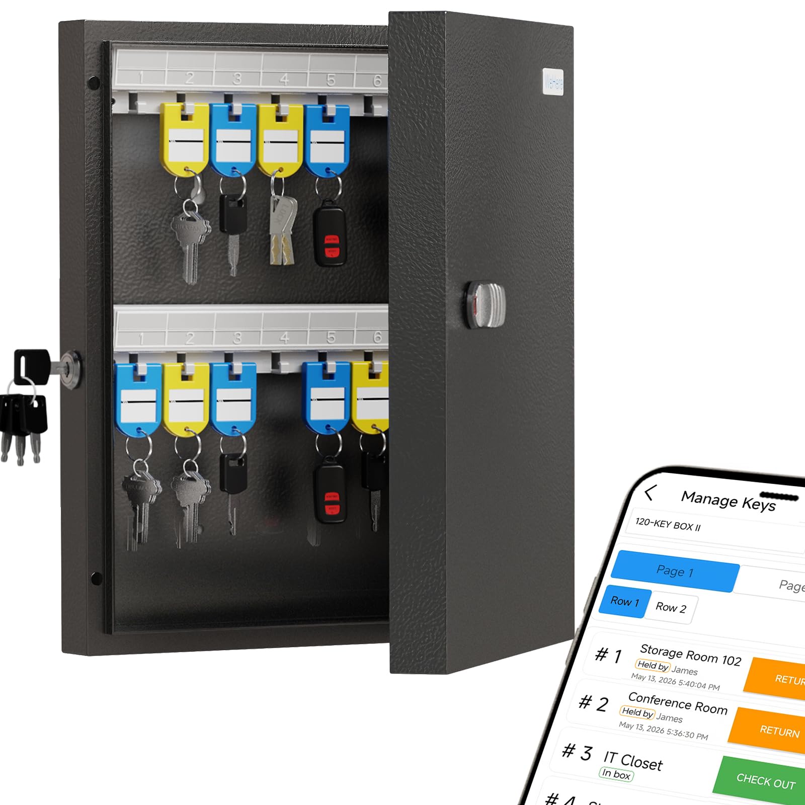 Amazon.com : WeHere 32 Key Lock Box with Key Management App (Track