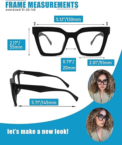 Miniatura 3 de HGIOOIGH Elegantes anteojos de lectura cuadrados de gran tamaño para mujer, bloqueo de luz azul, a la moda, lindos lectores de computadora, estilo