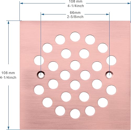 Miniatura 10 de Colador de rejilla de drenaje cuadrado de 4-14 (4.25) pulgadas (4.252 in* 4.252 in) para piso de ducha (oro cepillado)