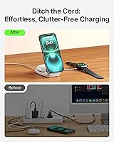 Vista 6 de Belkin MagSafe Charger Compatible, 2-in-1 Charging Station, Qi2.2 25W Magnetic Wireless Charger Dock, Foldable Stand, with 5W USB-C Port, for iPhone
