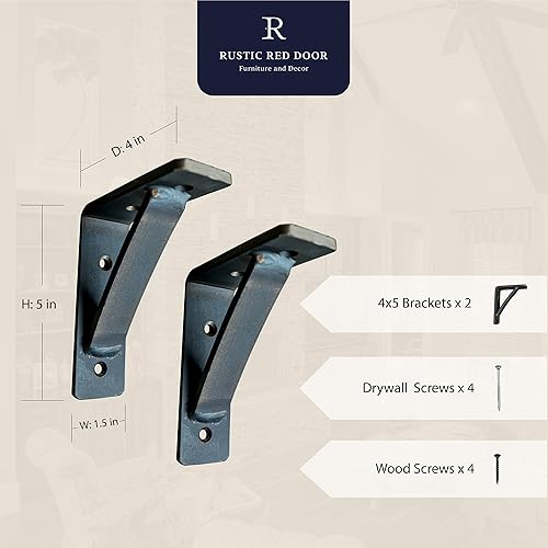 Miniatura 88 de Rustic Red Door Co. Soporte triangular de acero resistente para estante flotante, pequeño decorativo, soporte de estantería de bricolaje